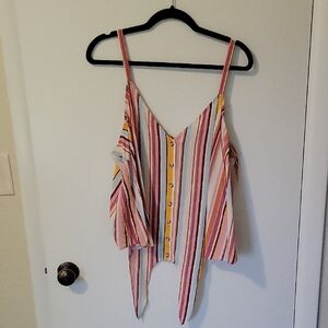 Torrid Striped Challis Button Down Tie Front Crop